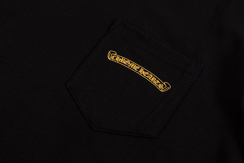 Chrome Hearts - Plus Cross Shield Logo Yellow T Shirt Black