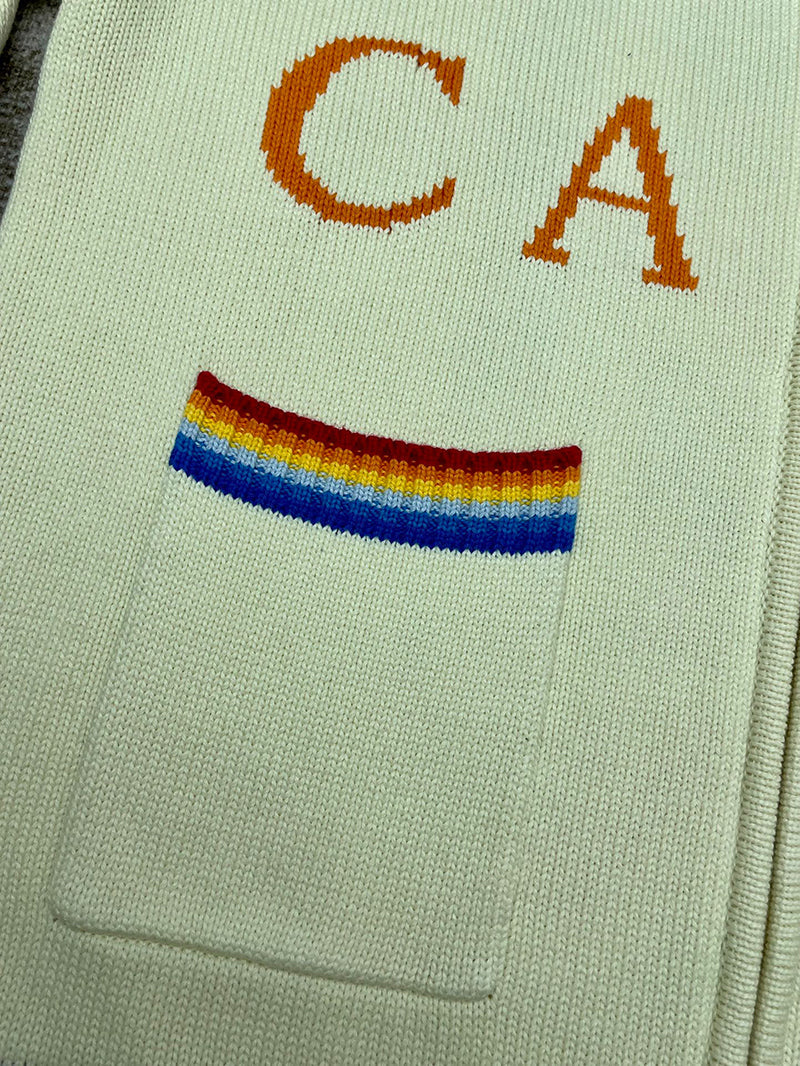 Casablanca Intarsia Cotton Zip-Up Cardigan