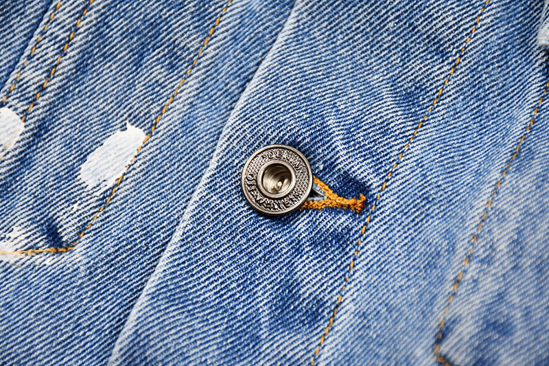 Off-White c/o Virgil Abloh Men's Blue Logo Printed Denim Jacket