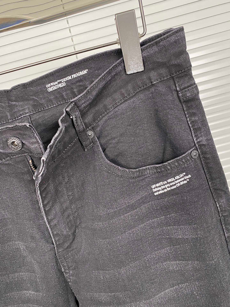 OFF-WHITE Skinny Fit Denim Jeans Black/White