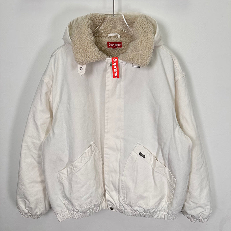 Supreme Faux Shearling Lined Bomber Jacket White