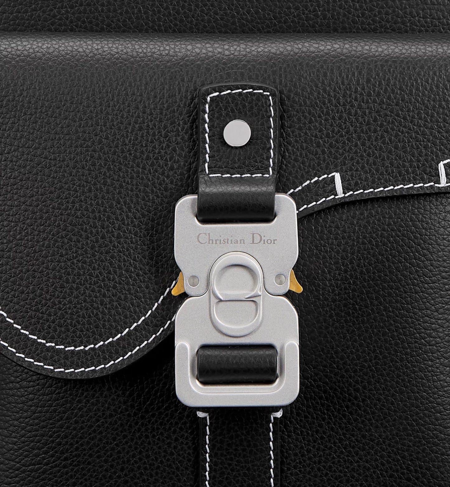 Dior Saddle Backpack with Zipper Black grained calfskin