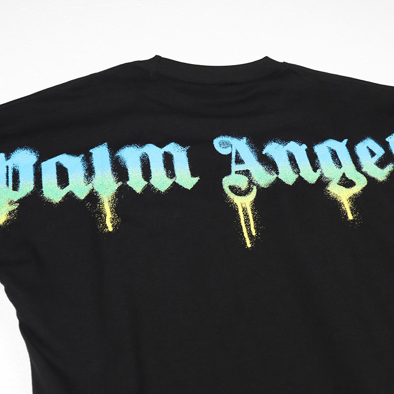 Palm Angels Sprayed Palm Logo Over T-Shirt Black