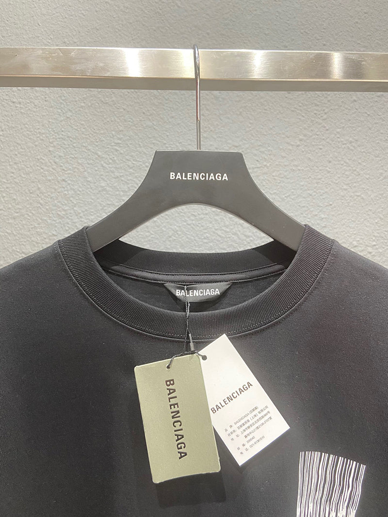 Balenciaga Barcode Logo Oversize T Shirt Black