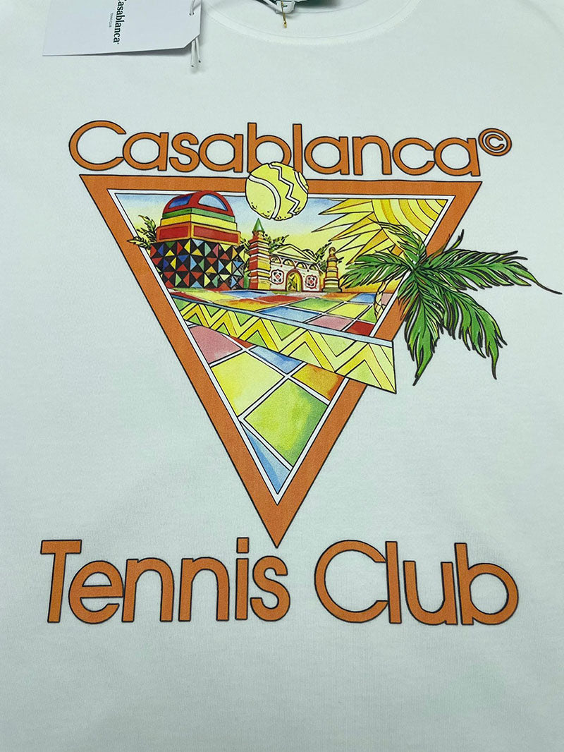 CASABLANCA Afro Cubism Tennis Club T Shirt White