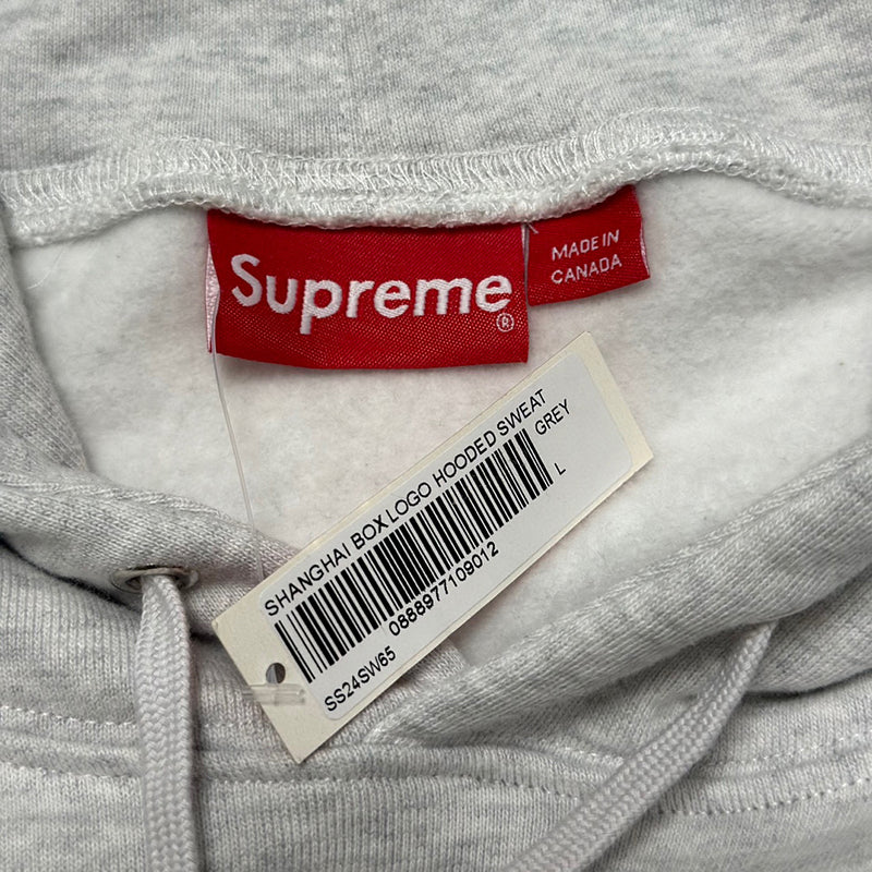 Supreme Shanghai Box Logo Hoodie Heather Grey