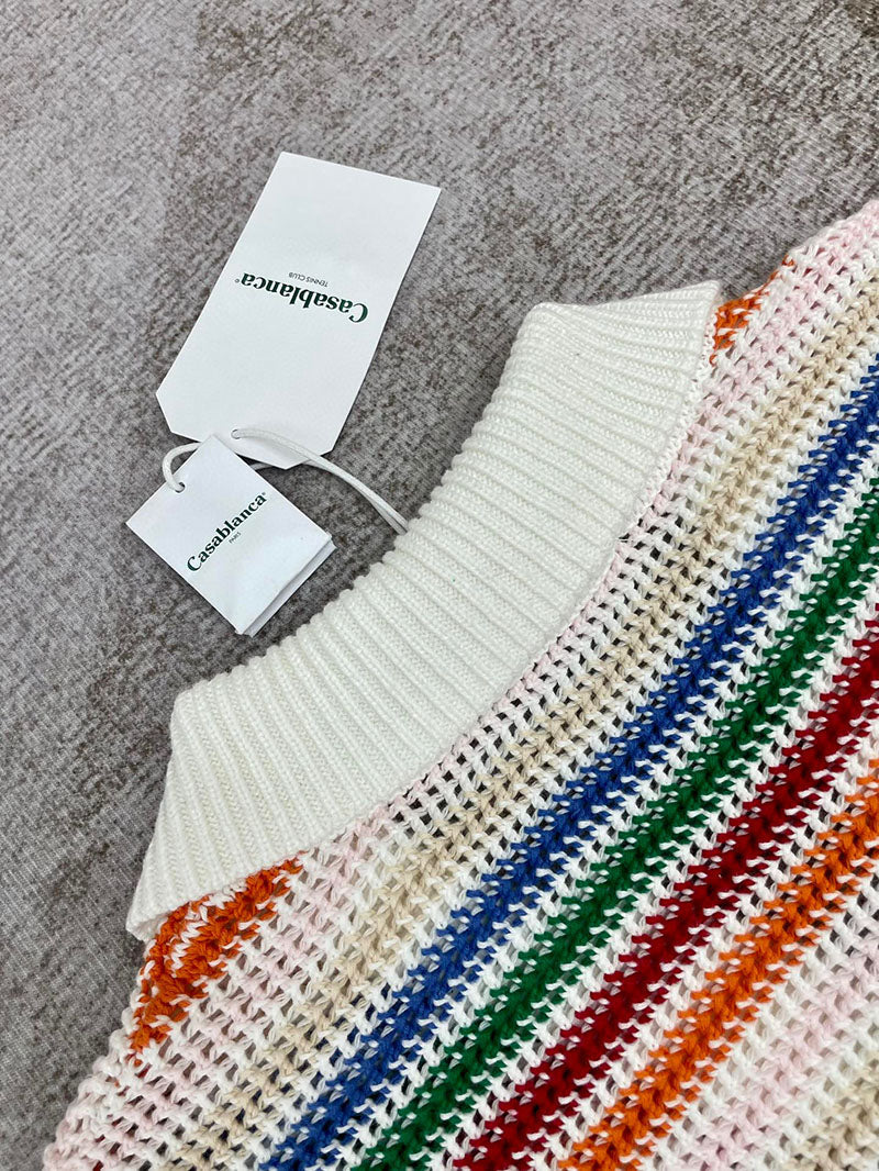 CASABLANCA Rainbow Striped Crochet Shirt