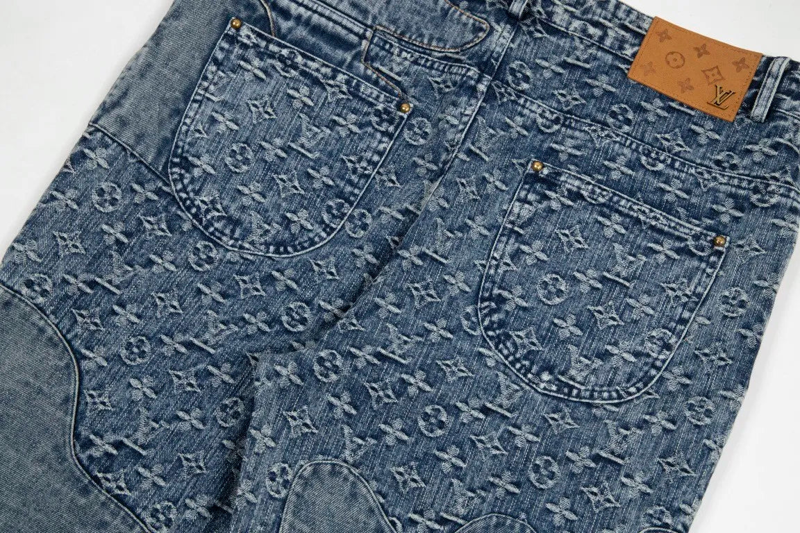 Louis Vuitton patchwork print design denim trousers 12.19