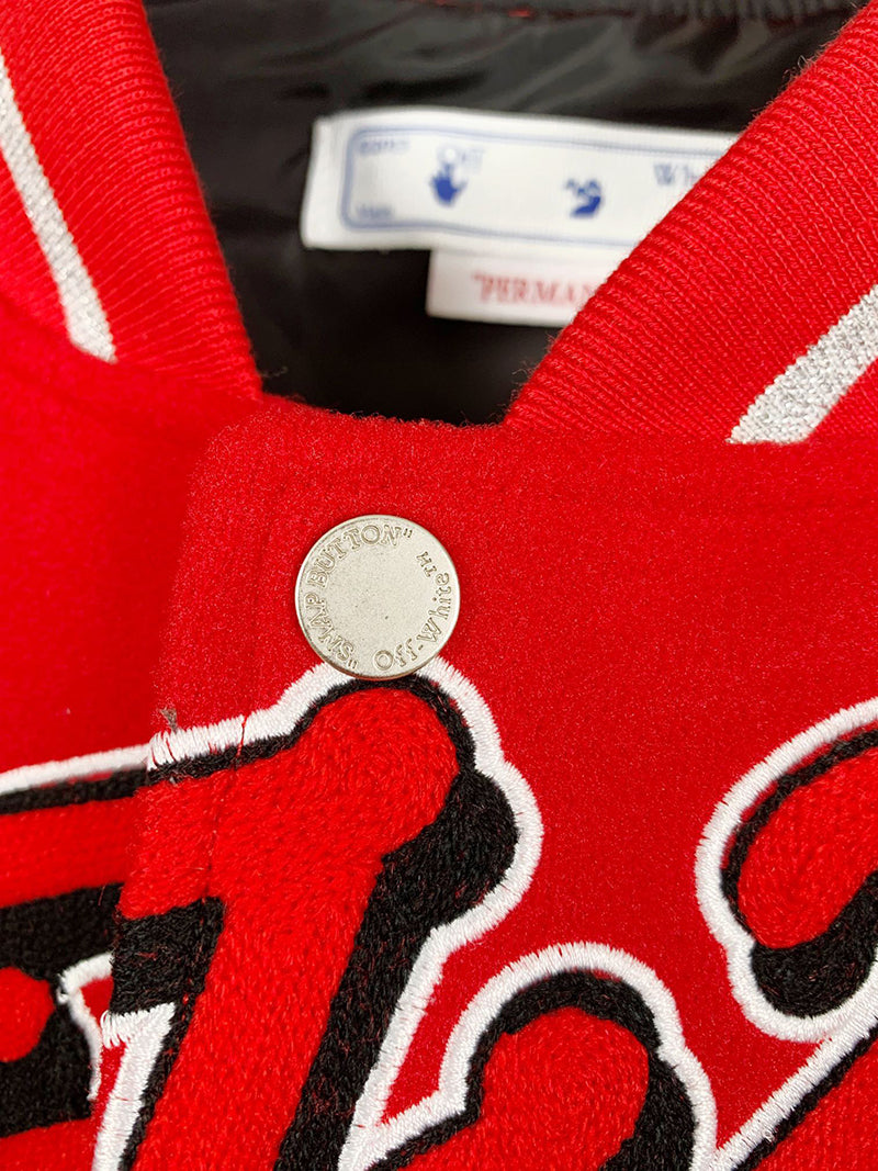 OFF-WHITE c/o Chicago Bulls Red Varsity Jacket