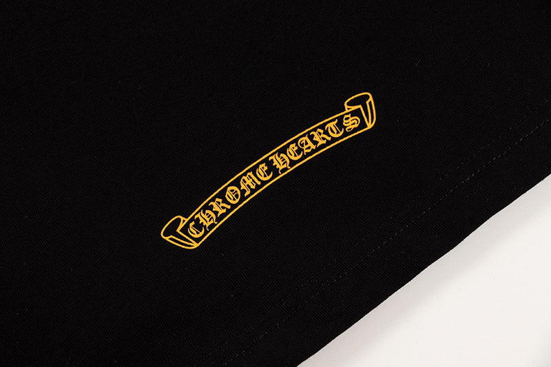 Chrome Hearts - Plus Cross Shield Logo Yellow T Shirt Black