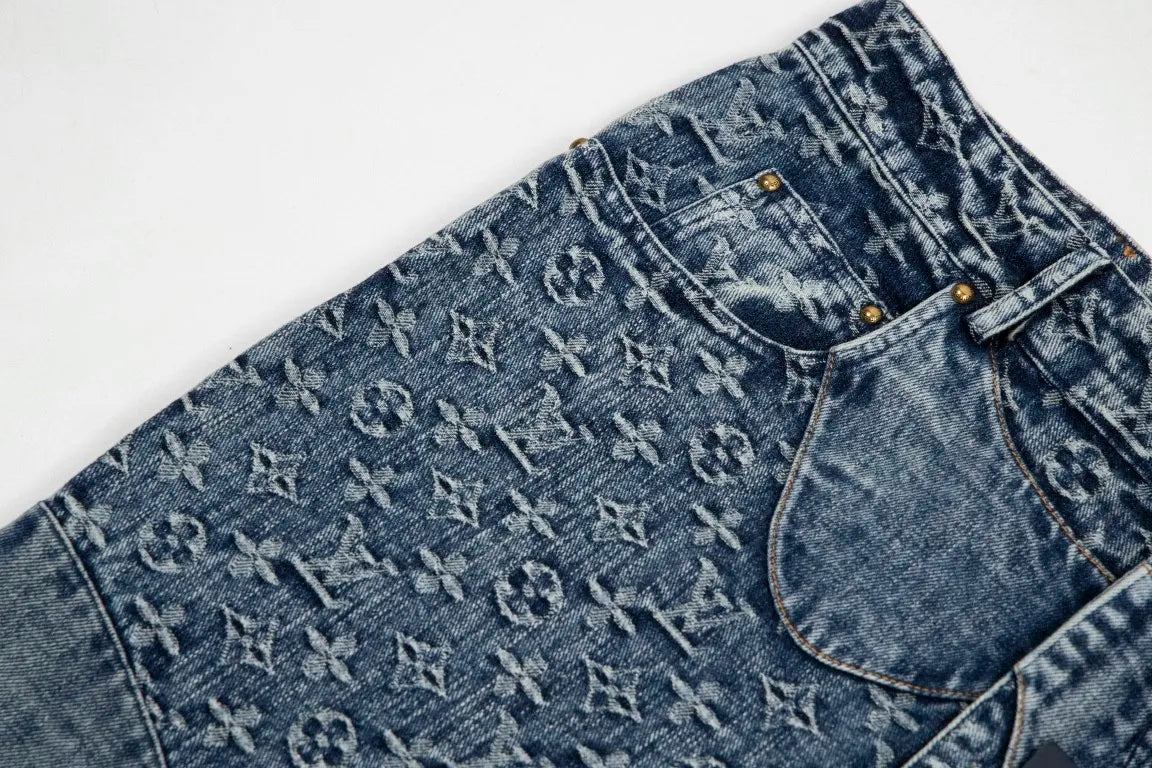 Louis Vuitton patchwork print design denim trousers 12.19