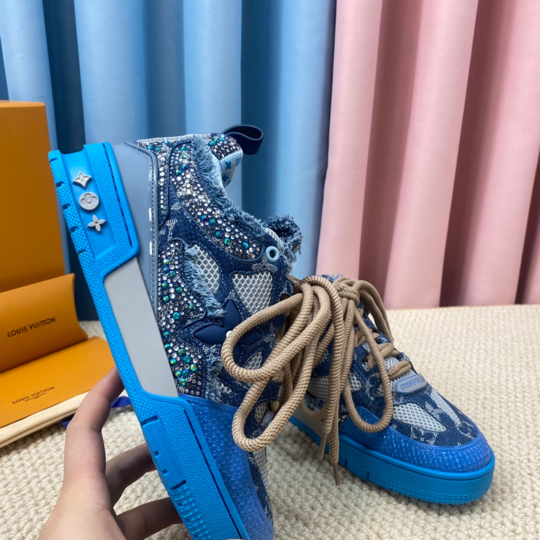 Louis Vuitton Skate Trainer Blue Swarovski Monogram