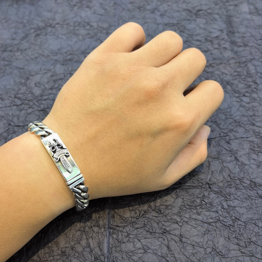 Chrome Hearts - Dagger ID Bracelet With Cuban Link Band