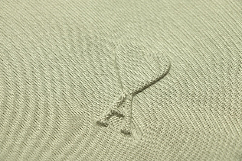 AMI Paris logo-patch Cotton T-shirt Olive
