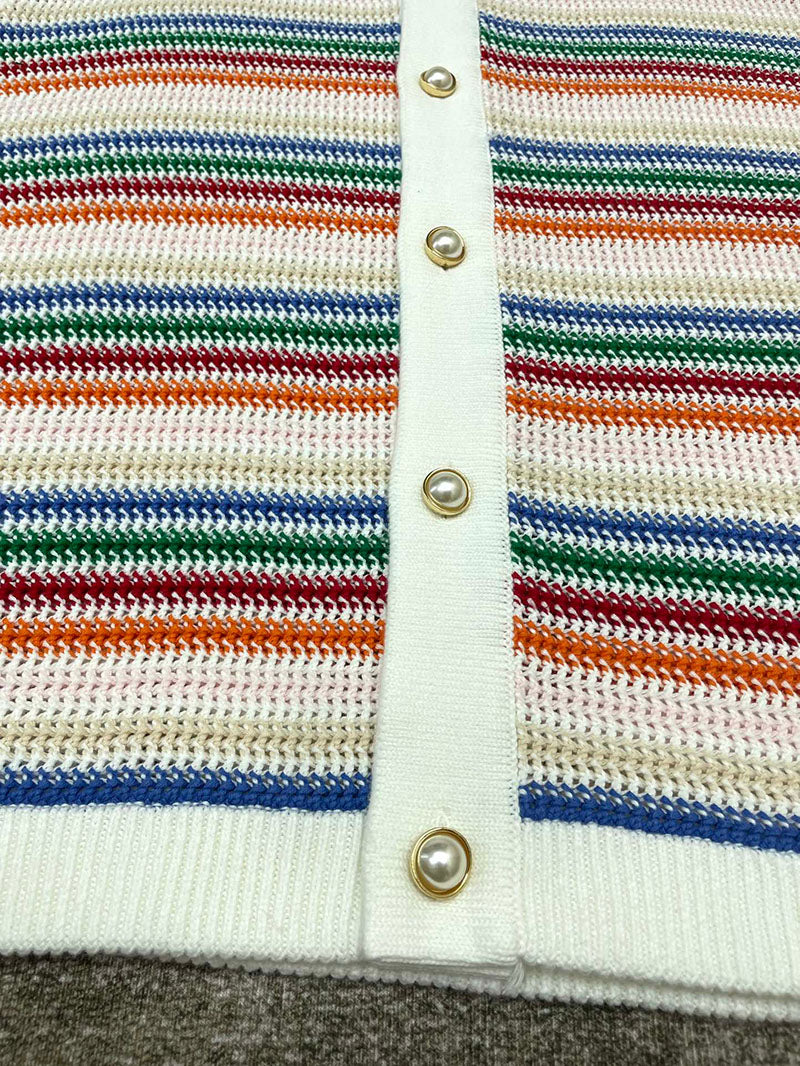 CASABLANCA Rainbow Striped Crochet Shirt