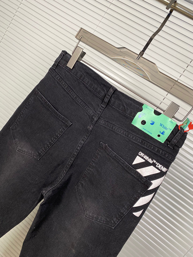 OFF-WHITE Skinny Fit Denim Jeans Black/White