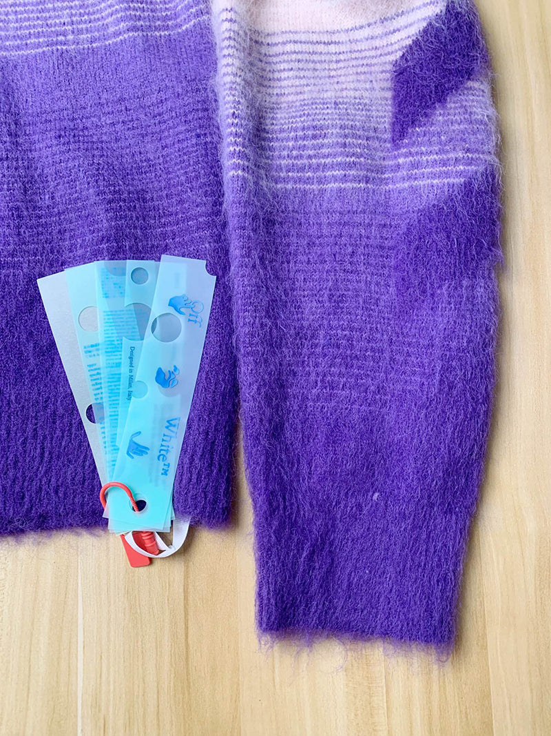 Off-White Crewneck Long-Sleeved Knitted Jumper Purple