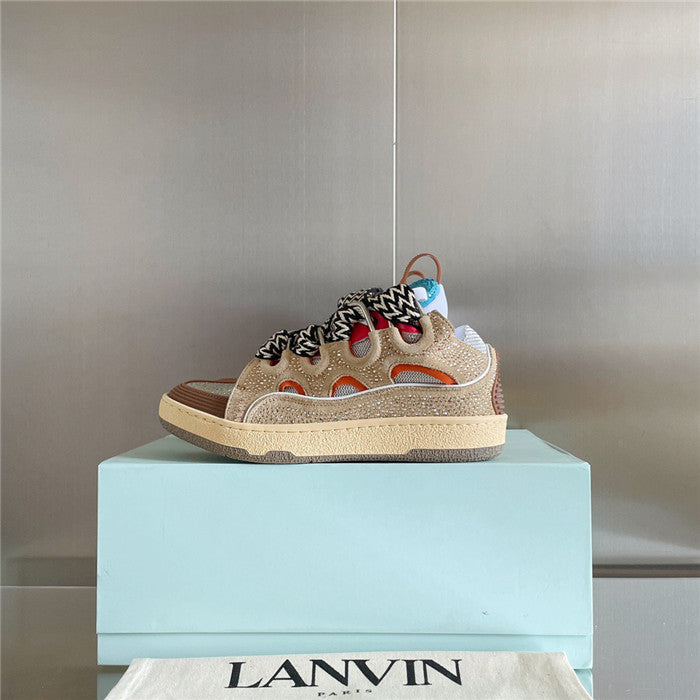 Lanvin Curb Sneaker Crystal Suede Beige