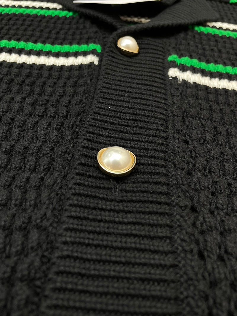 CASABLANCA Crochet Tennis Shirt Blackk