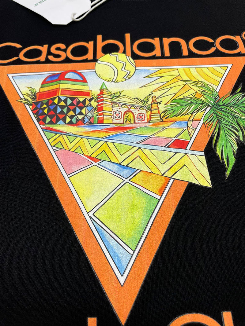 CASABLANCA Afro Cubism Tennis Club T Shirt Black