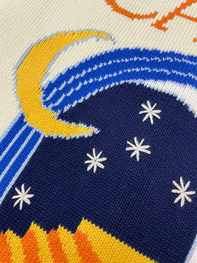 Casablanca Intarsia Cotton Zip-Up Cardigan