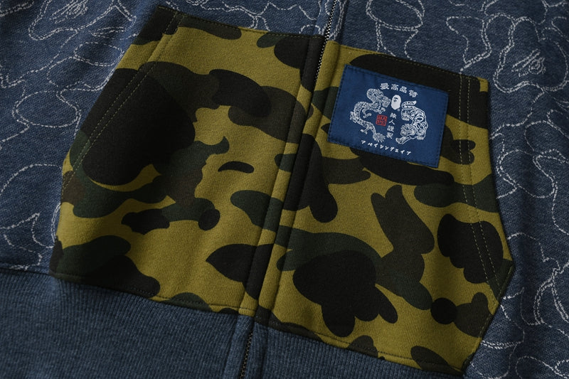 BAPE ABC Camo Relaxed Fit Full Zip Hoodie Navy