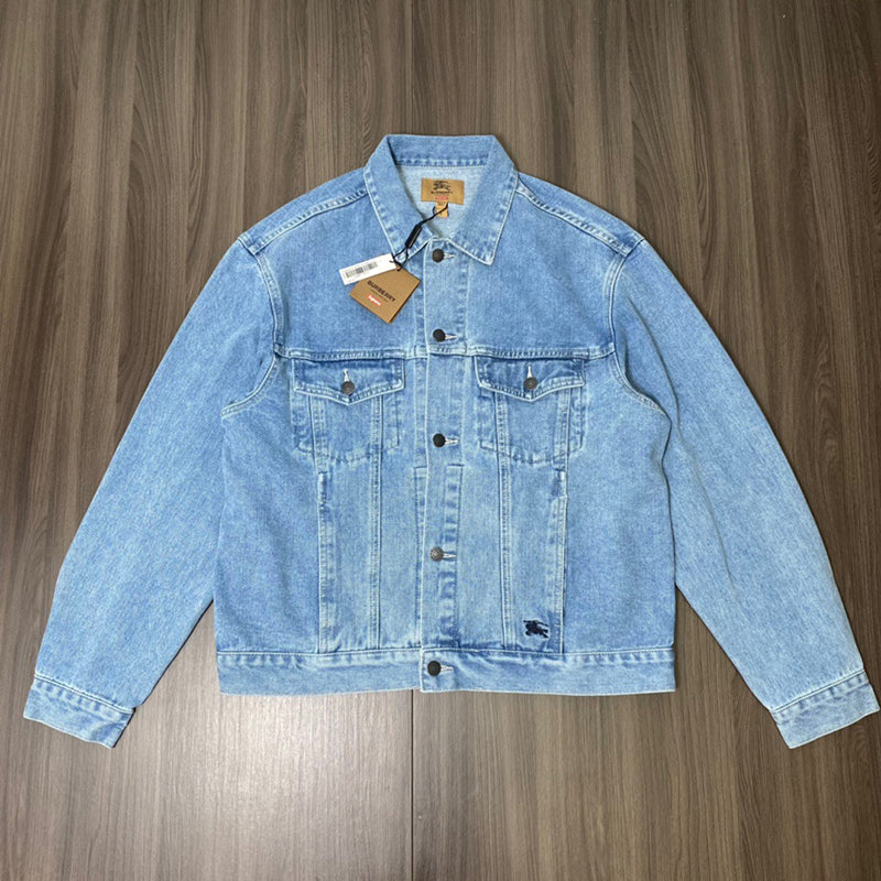 Supreme Burberry Denim Trucker Jacket Washed Blue