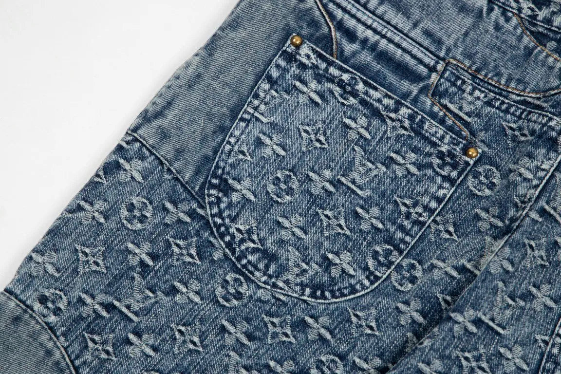 Louis Vuitton patchwork print design denim trousers 12.19