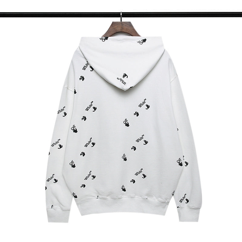 Off-White Oversized Fit Allover Logo Hoodie White