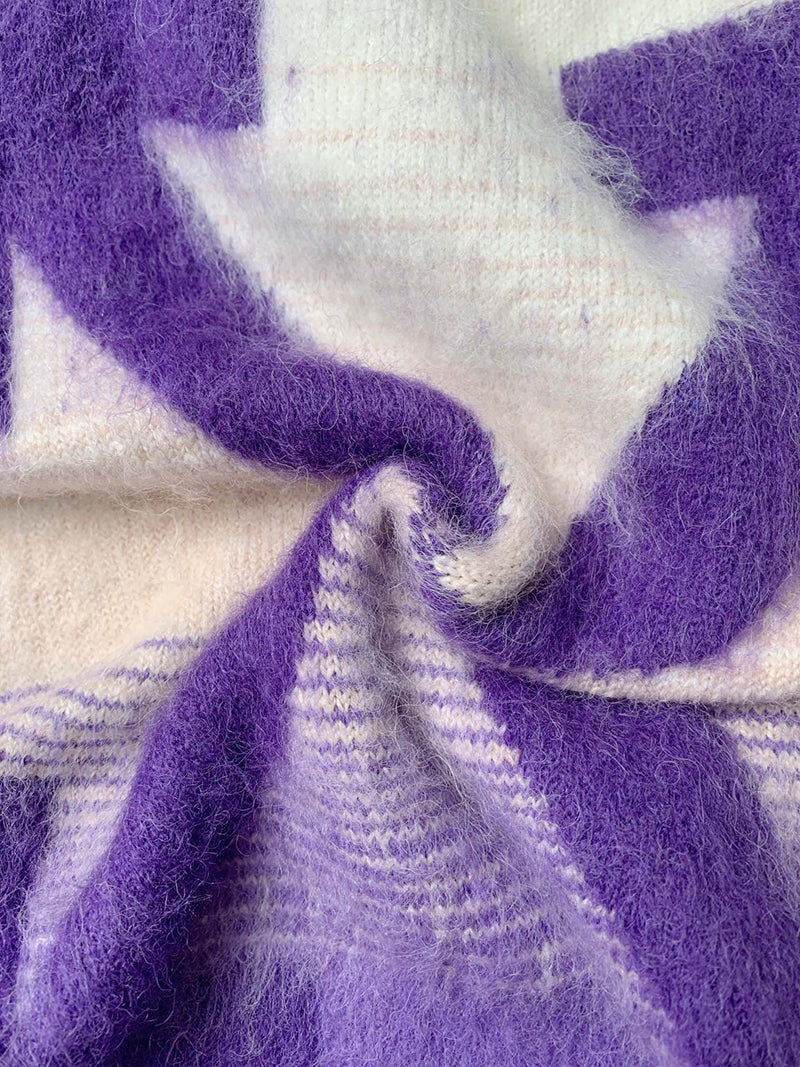 Off-White Crewneck Long-Sleeved Knitted Jumper Purple