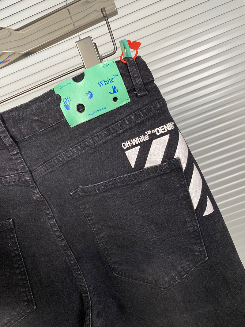 OFF-WHITE Skinny Fit Denim Jeans Black/White