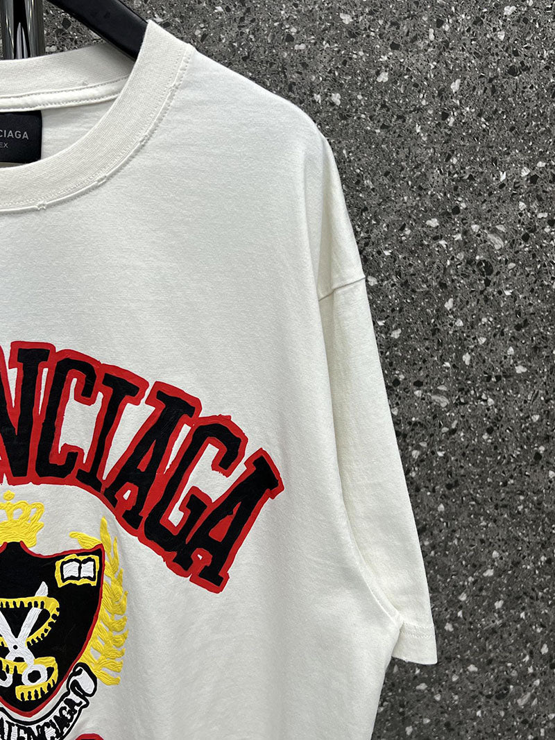 Balenciaga College Medium Fit T-Shirt White -SS22