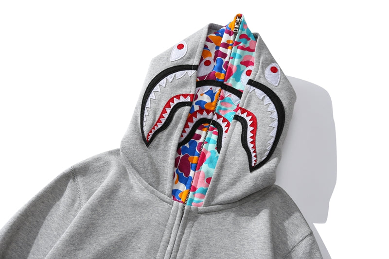 BAPE US Limited Collection Shark Full Zip Double Hoodie Grey