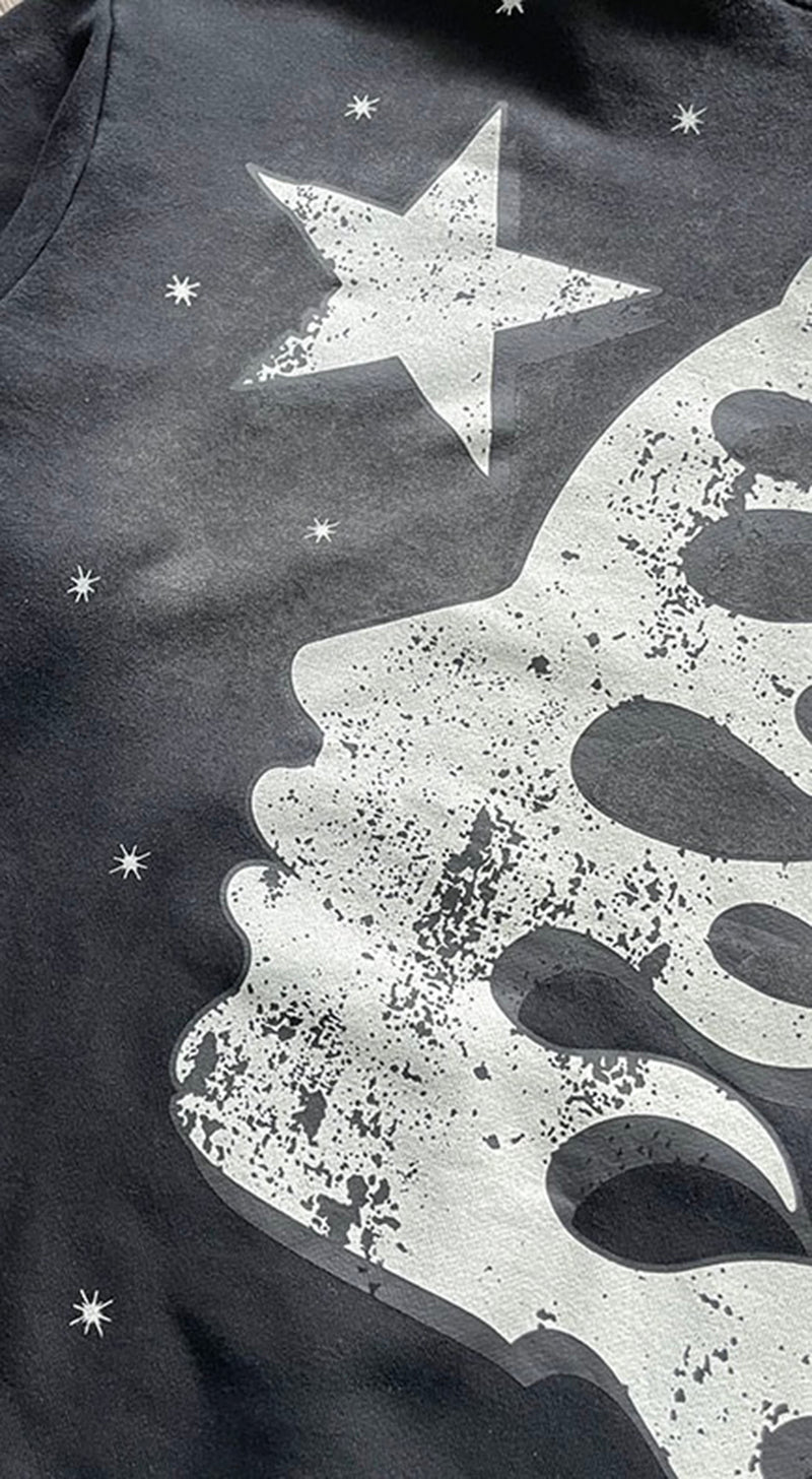 Hellstar Vintage washed Stars Hoodie Black