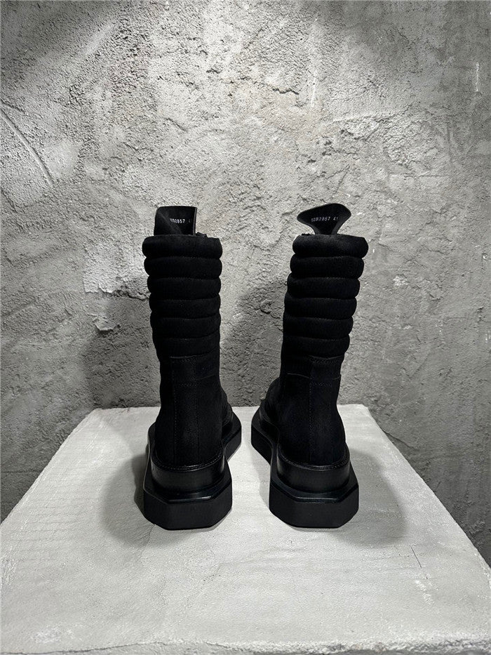 Rick Owens Black Moto Cyclops Suede Boots