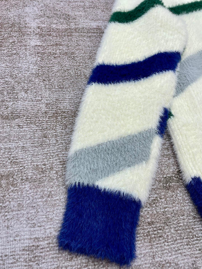CASABLANCA Logo-Appliquéd Striped Brushed-Knit Zip-Up Cardigan - White