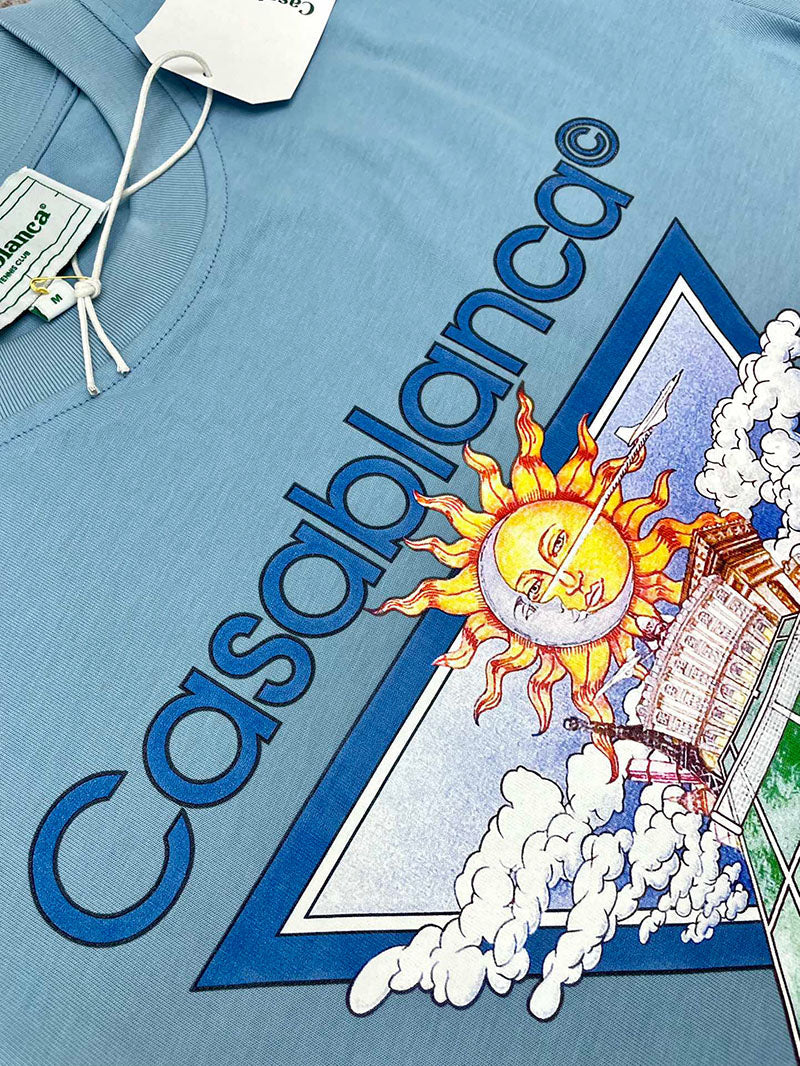 CASABLANCA Tennis Club Sub Printed T-Shirt Blue