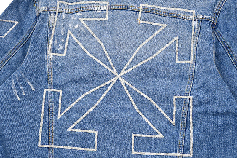 Off-White c/o Virgil Abloh Men's Blue Logo Printed Denim Jacket