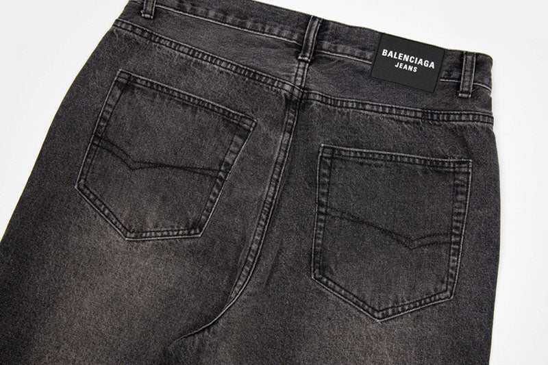 Balenciaga Grey Distressed Baggy Jeans