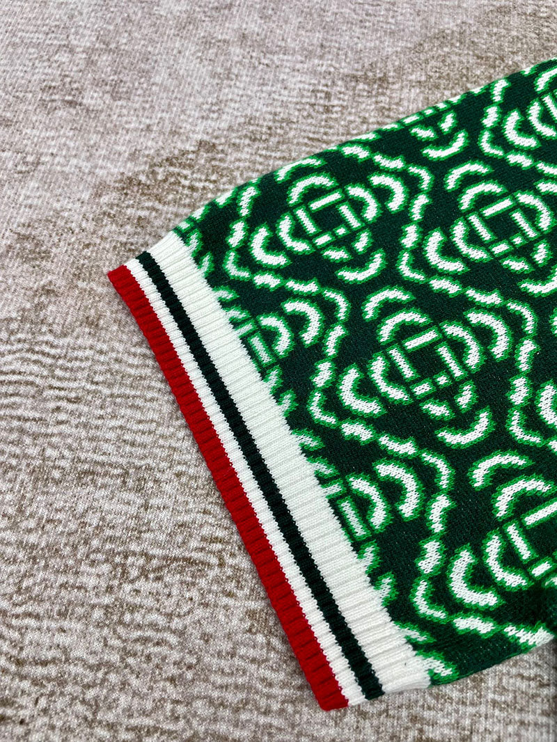 CASABLANCA Diamond Logo Jacquard Polo Shirt Green