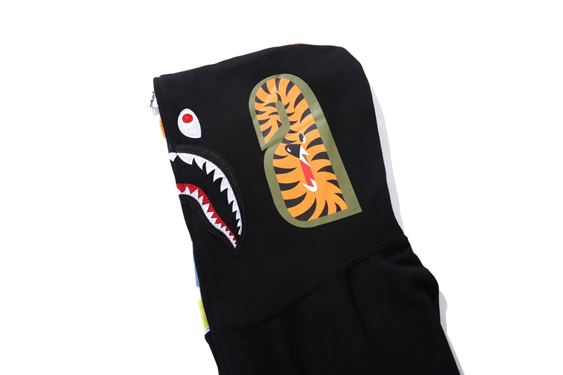 BAPE Multi Camo NYC Logo Shark Full Zip Hoodie Black