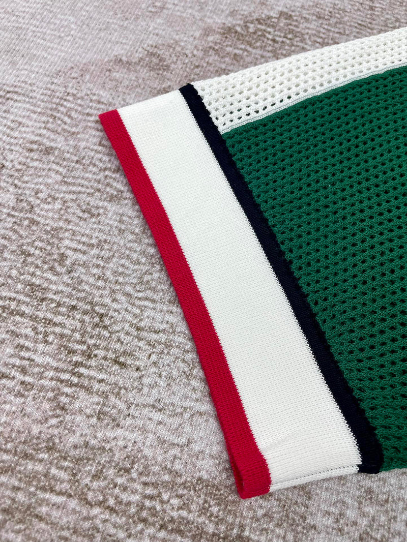CASABLANCA Striped Mesh Shirt 'Green/White Stripe'
