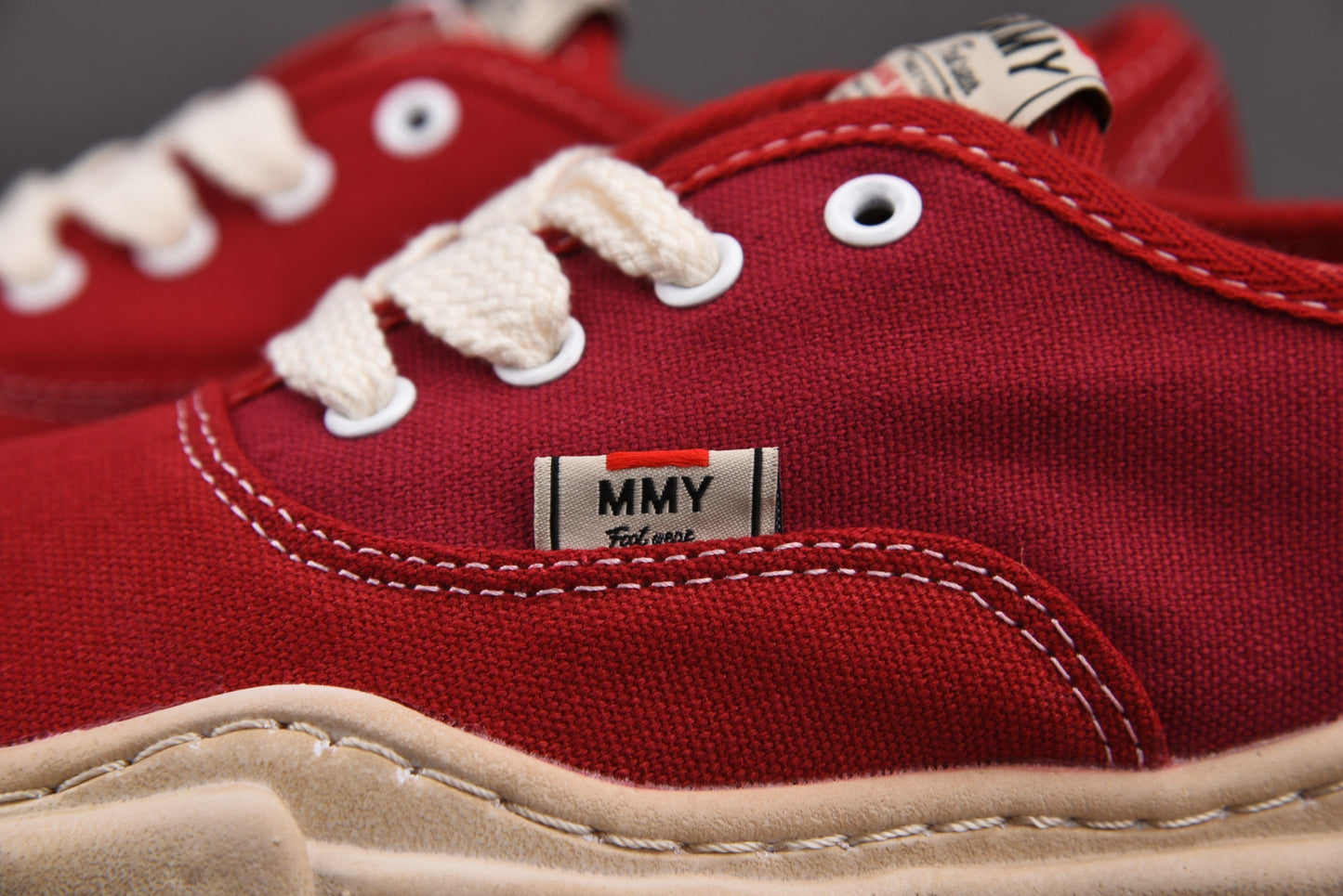 Maison Mihara Yasuiro Baker OG Sole Over Dyed Canvas Low Red