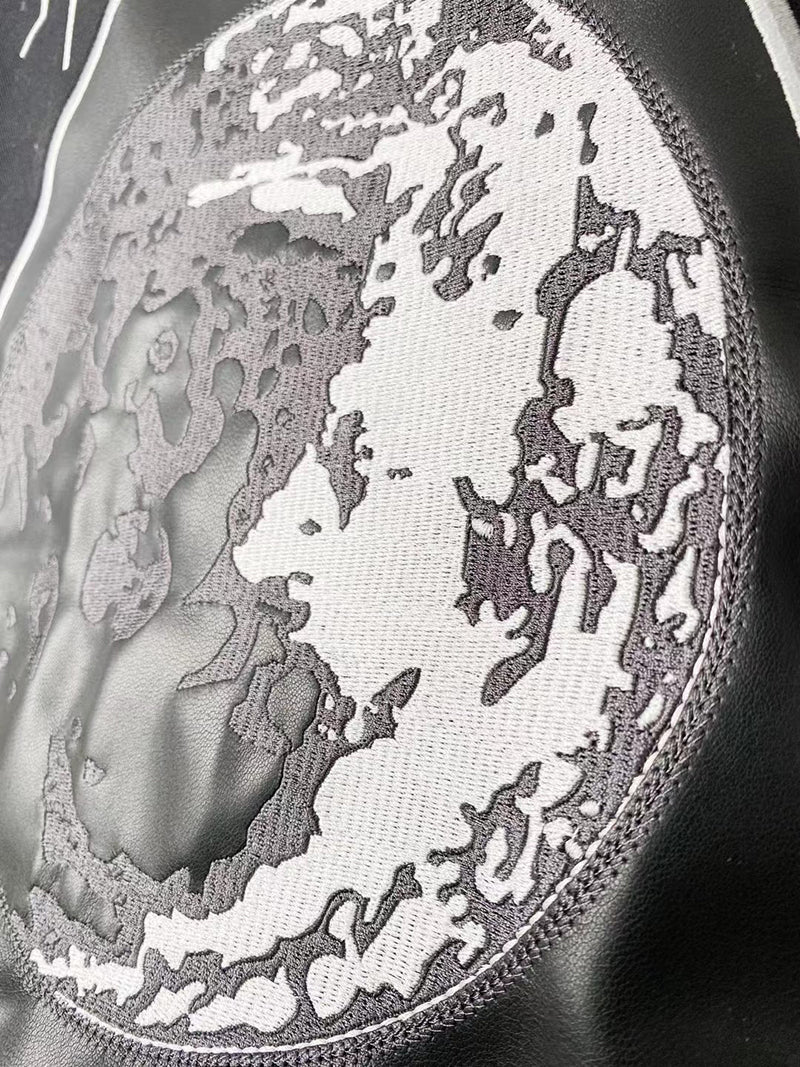 OFF-WHITE c/o Virgil Abloh Leather Varsity Jacket in Black