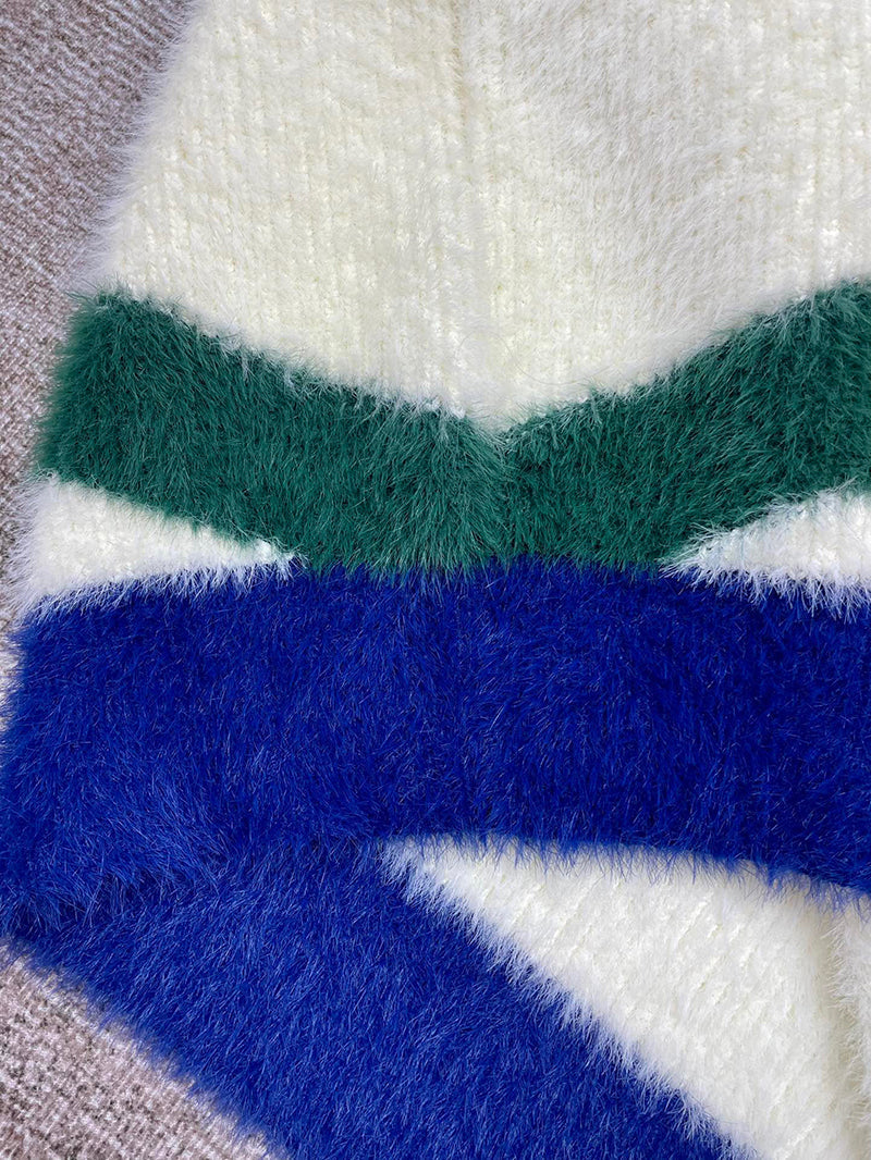 CASABLANCA Logo-Appliquéd Striped Brushed-Knit Cardigan
