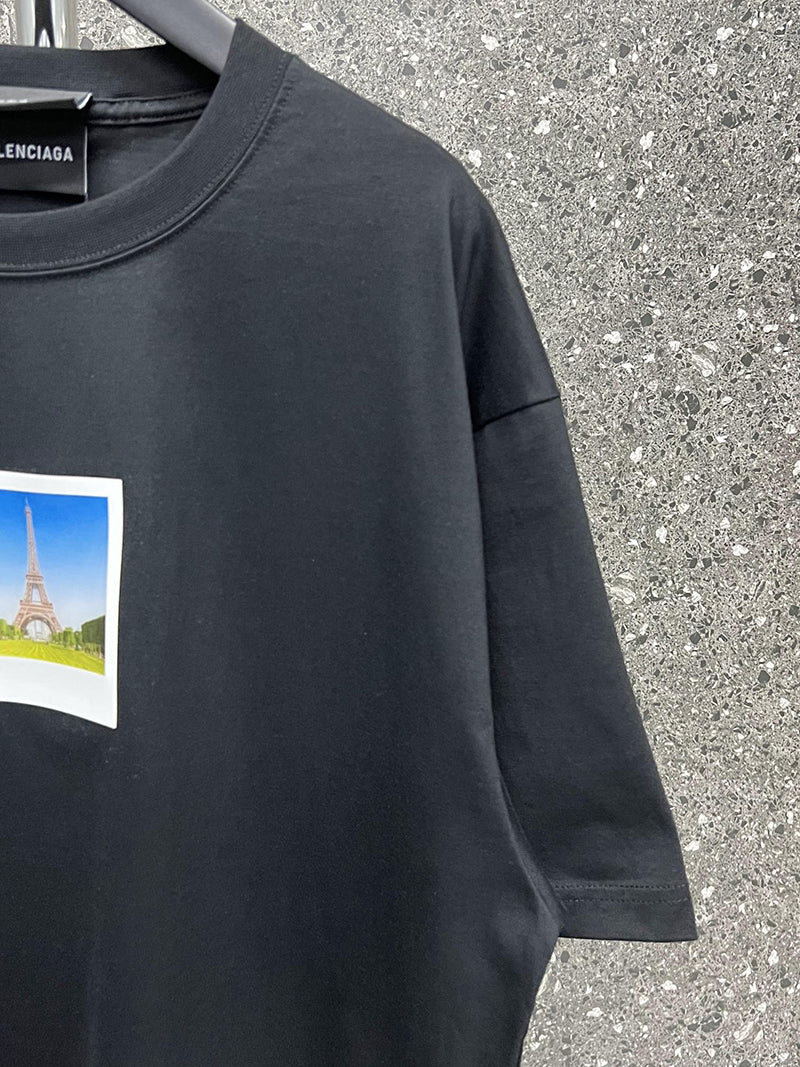 Balenciaga Paris By Day Tight T-shirt Black Faded