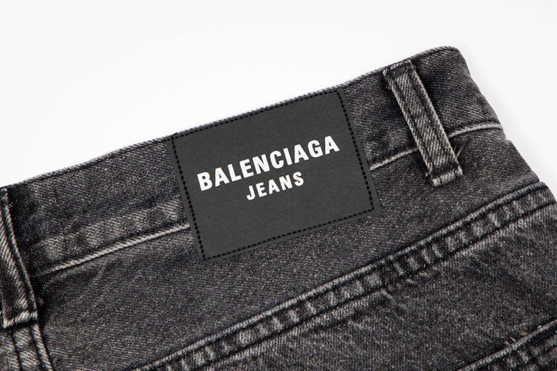 Balenciaga Grey Distressed Baggy Jeans
