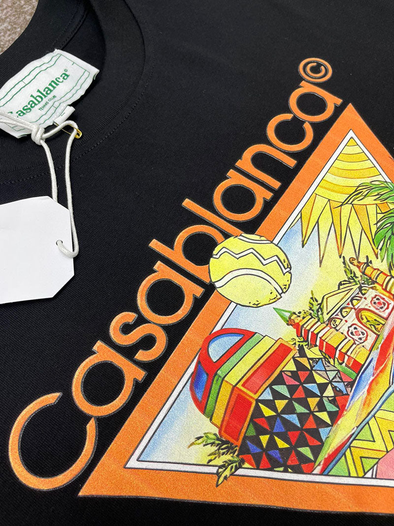 CASABLANCA Afro Cubism Tennis Club T Shirt Black