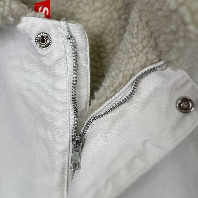 Supreme Faux Shearling Lined Bomber Jacket White