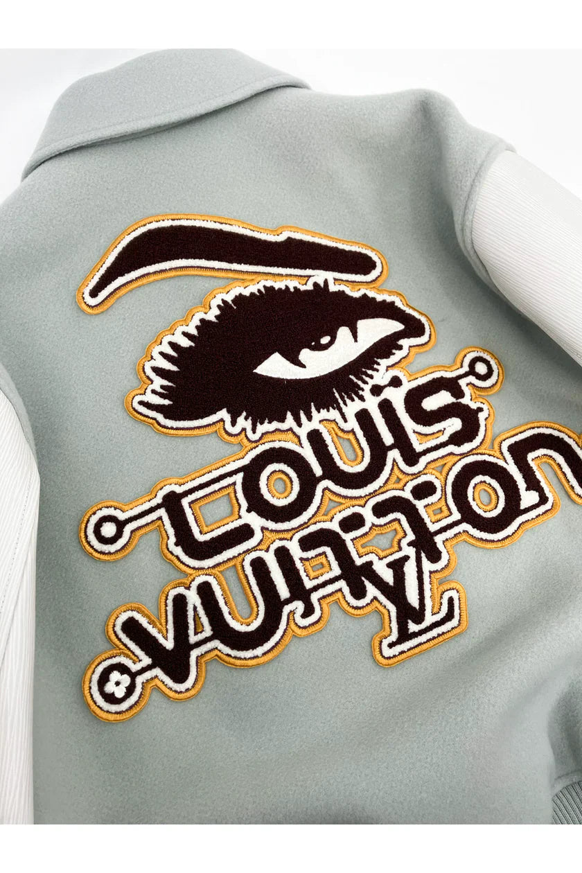 Louis Vuitton 2023 Patchwork Grey & White Varsity Jacket
